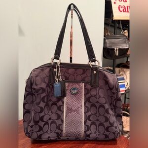 Coach Python Black and Gray Signature Shoulder Bag